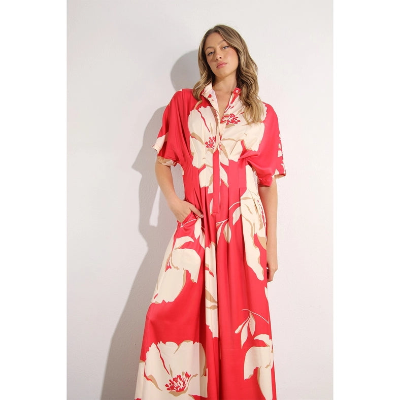 Print Pleated Jumpsuit RED MULTI-Clothing Jumpsuits-Mulla-S-RED MULTI-Urbanheer