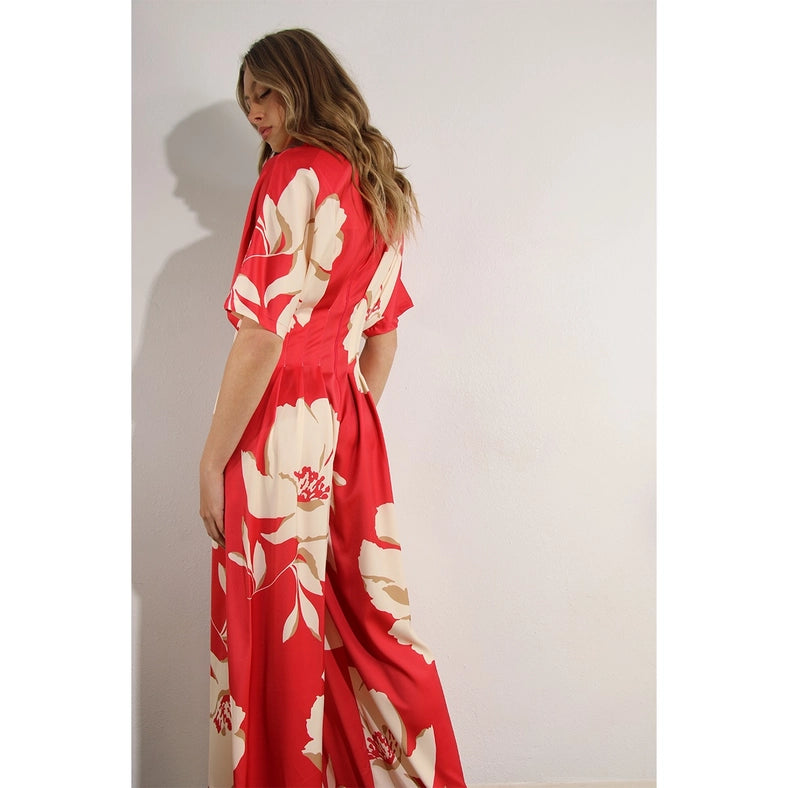 Print Pleated Jumpsuit RED MULTI-Clothing Jumpsuits-Mulla-S-RED MULTI-Urbanheer