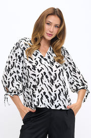 Print V neck 3/4 Sleeve Top-New Arrival-Reneecollection-Small-IVORY-Urbanheer