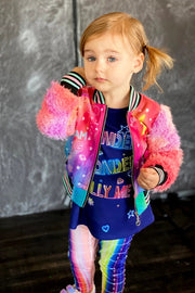 Printed Bomber Jacket W/Faux Fur Sleeves-Jacket-Hannah Banana-12M-purple multi-Urbanheer