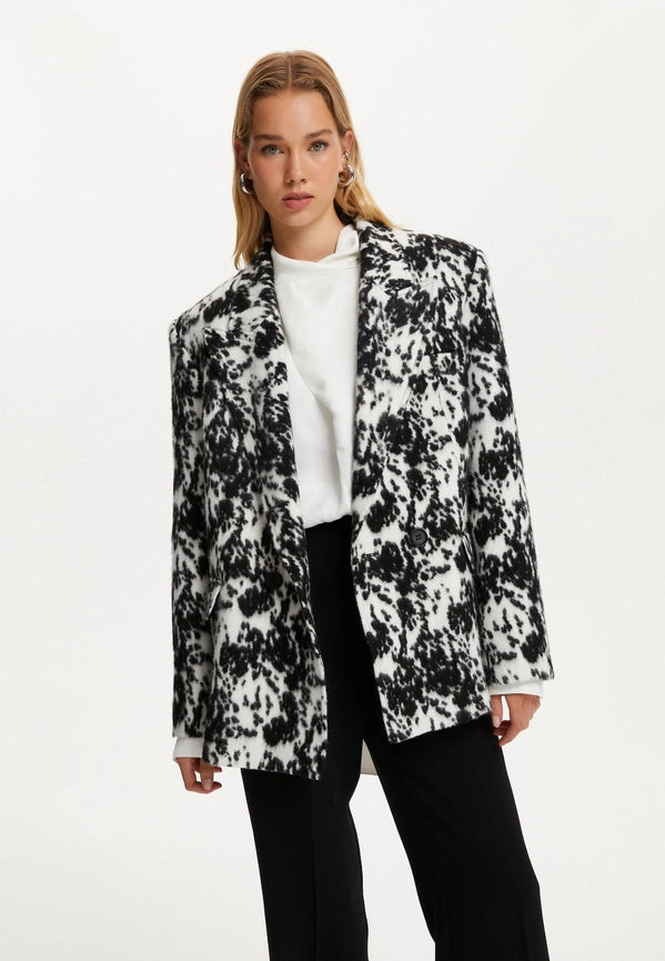 Printed Double Breasted Jacket-Jacket-NOCTURNE-XS-Multi-Colored-Urbanheer
