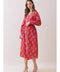 Printed Long Sleeve Button Down Midi Dress