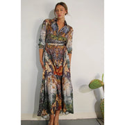 Printed Long Sleeve Long Dress-Dress-Mulla-S-MULTI-Urbanheer