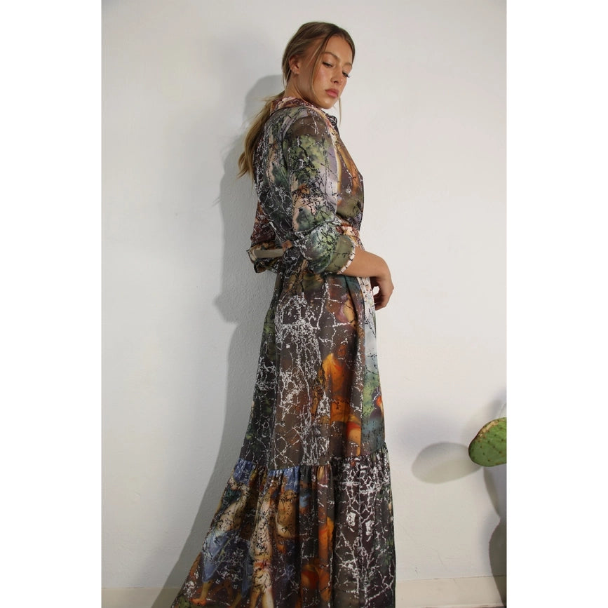 Printed Long Sleeve Long Dress-Dress-Mulla-S-MULTI-Urbanheer