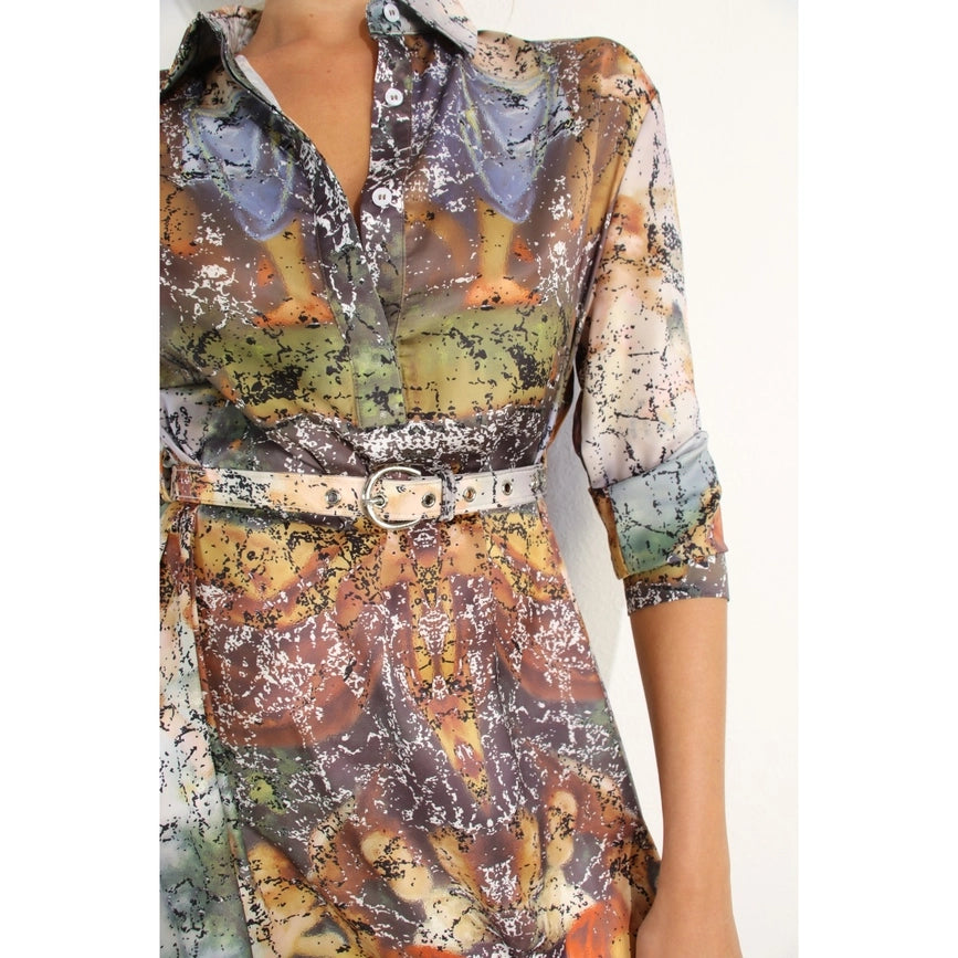 Printed Long Sleeve Long Dress-Dress-Mulla-S-MULTI-Urbanheer