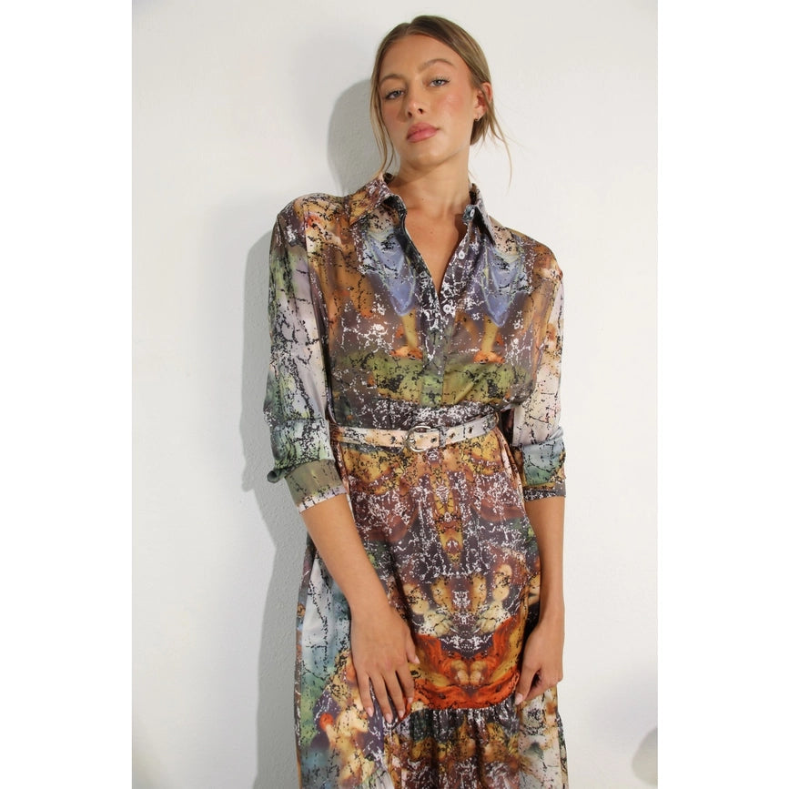 Printed Long Sleeve Long Dress-Dress-Mulla-S-MULTI-Urbanheer