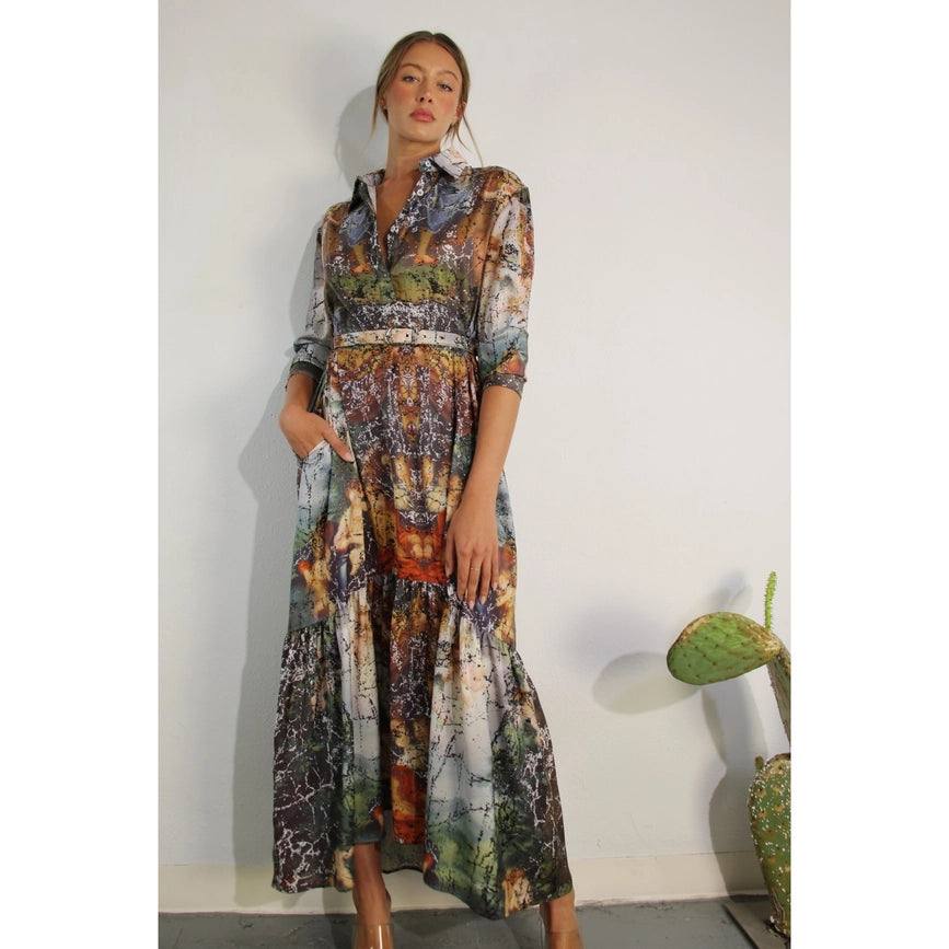 Printed Long Sleeve Long Dress-Dress-Mulla-S-MULTI-Urbanheer