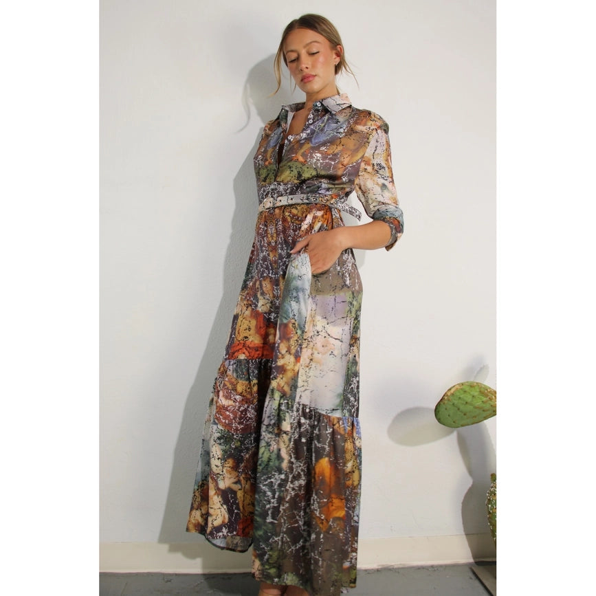 Printed Long Sleeve Long Dress-Dress-Mulla-S-MULTI-Urbanheer