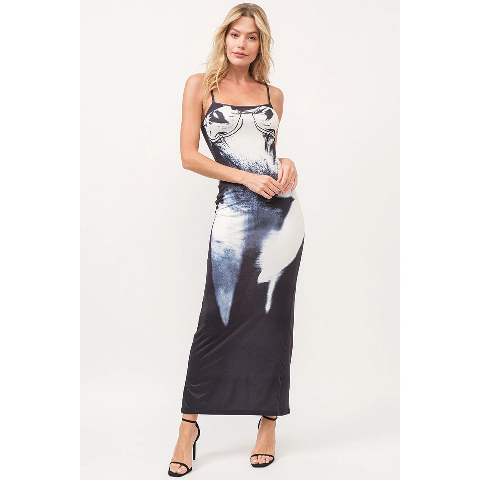 Printed Maxi Dress-Dress-Apolline-S-BLACK/WHITE-Urbanheer