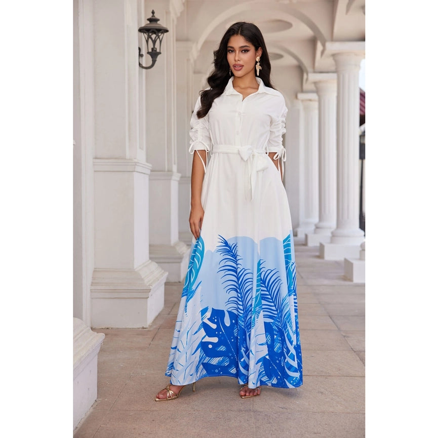 Printed Maxi Dress-Dress-Chicways-S-BLUE-Urbanheer