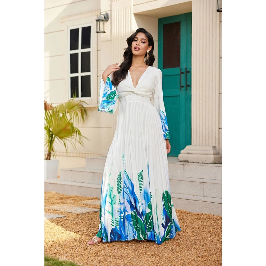 Printed Maxi Dress-Dress-Chicways-S-BLUE-Urbanheer