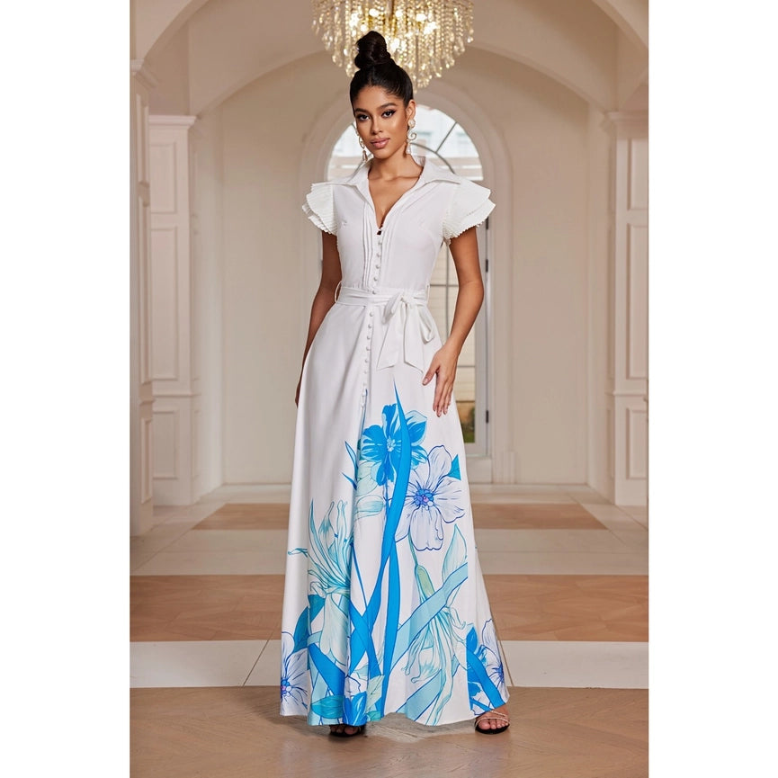 Printed Maxi Dress-Dress-Chicways-S-BLUE-Urbanheer