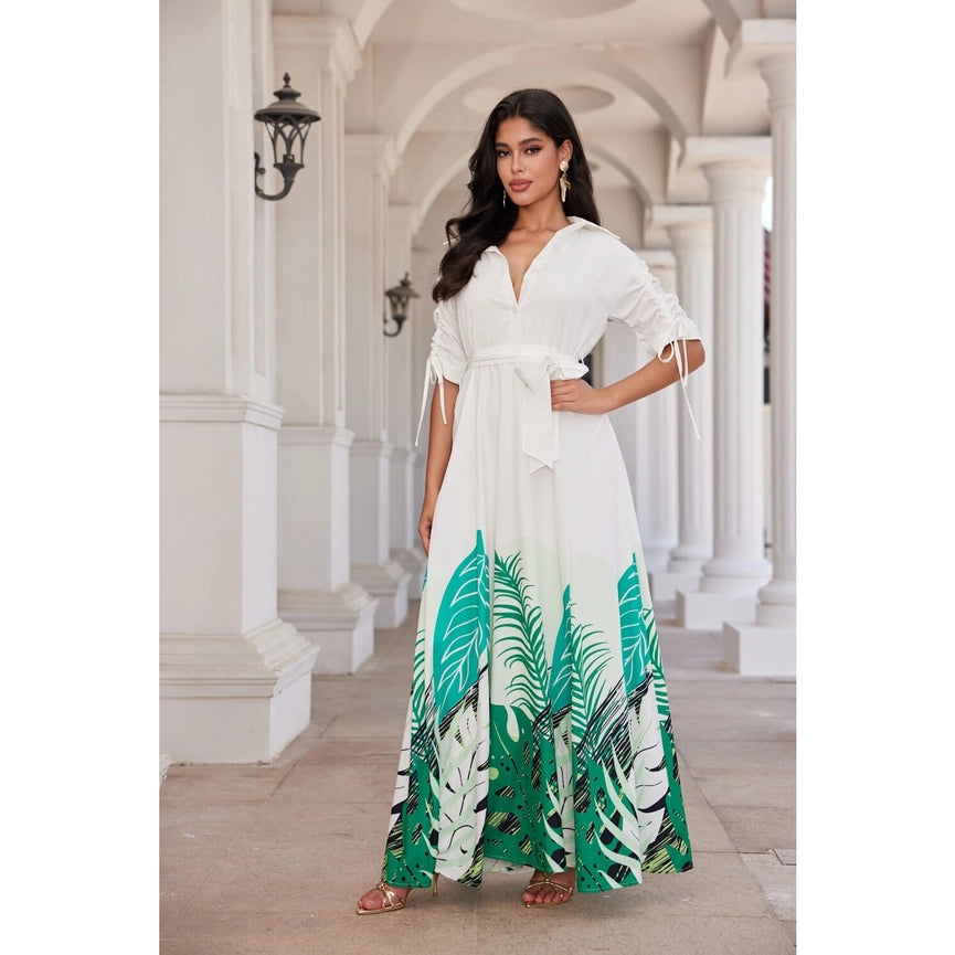 Printed Maxi Dress-Dress-Chicways-S-GREEN-Urbanheer