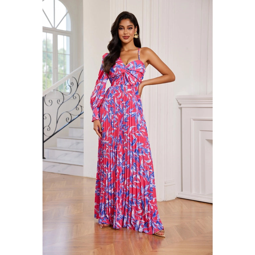 Printed Maxi Dress-Dress-Chicways-S-MAGENTA-Urbanheer
