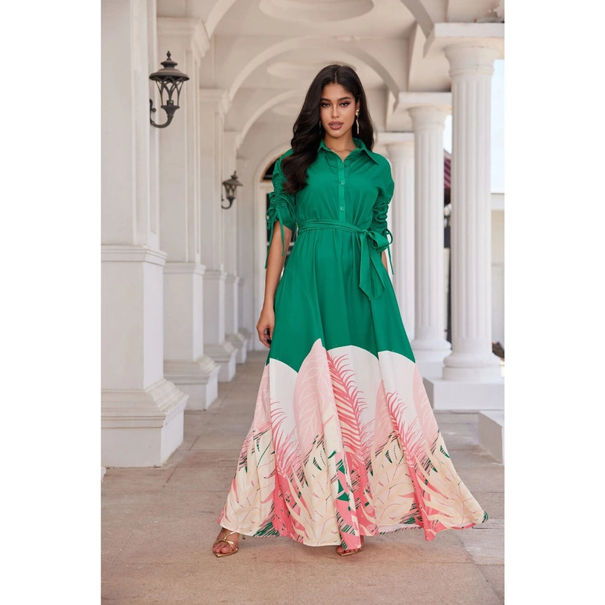 Printed Maxi Dress-Dress-Chicways-S-PINK-Urbanheer