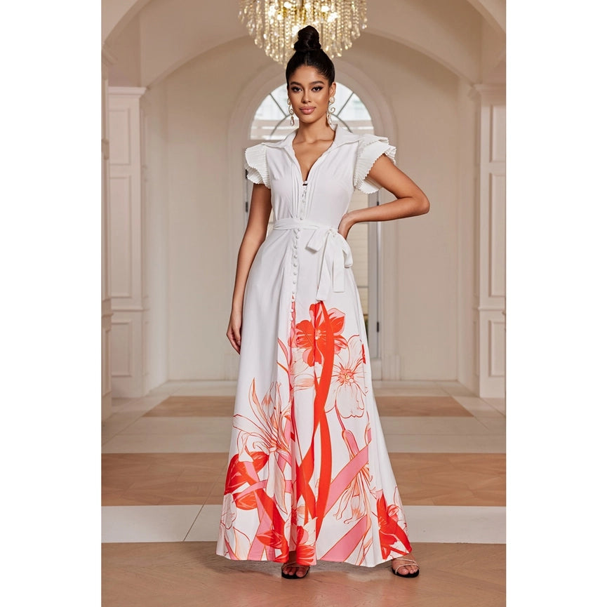 Printed Maxi Dress-Dress-Chicways-S-RED-Urbanheer