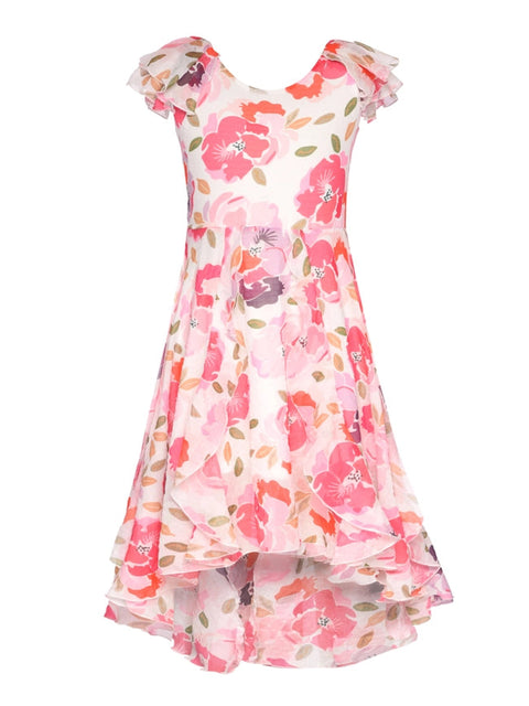 Printed Midi Dress with Flutter Sleeves-Dress-Hannah Banana-4-PINK MULTI-Urbanheer