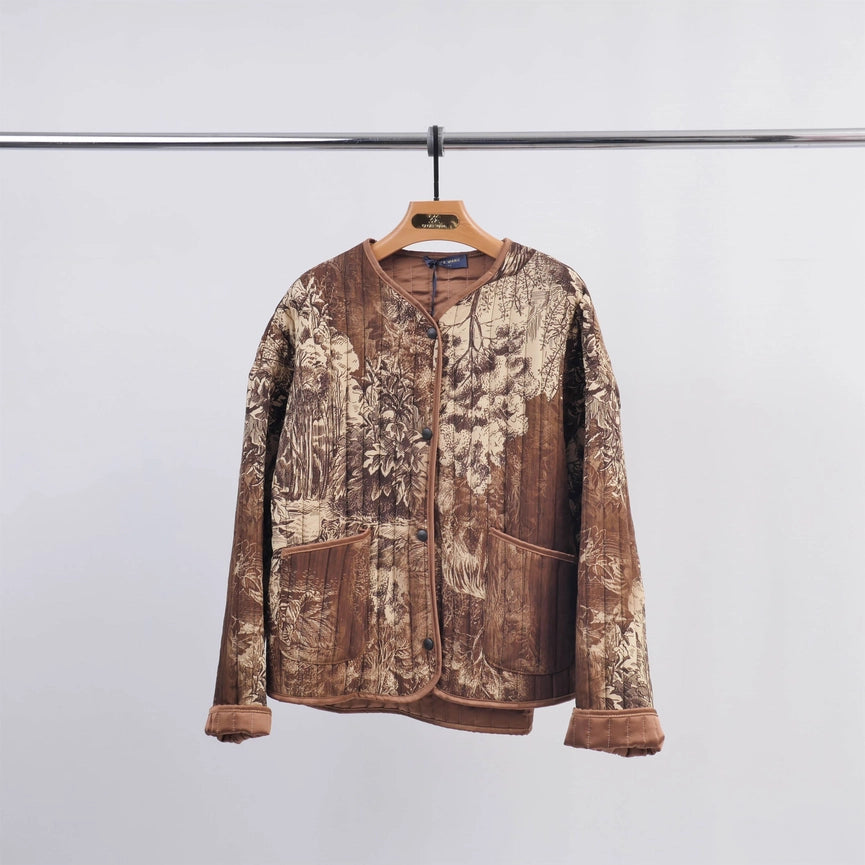 Printed Quilted Jacket-Jacket-Cecile Wang-Brown-Urbanheer