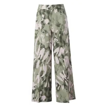 Printed Wide Leg Trousers in Fluid Fabric