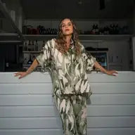 Printed Wide Leg Trousers in Fluid Fabric