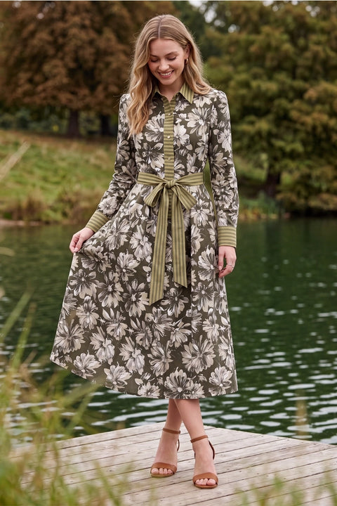 Printed Woven Midi Dress