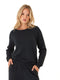 Priscilla Feather Fleece Satin Trim Detail Raglan Pullover