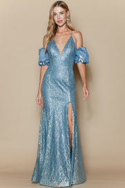 Prom,Bridesmaid Dress,Bridal,Gowns,Evening Dress Slate Blue-Dress-Maniju-S-Urbanheer