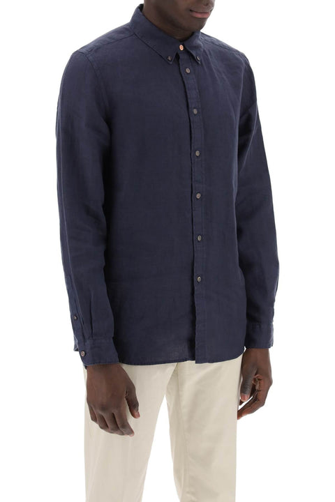 Ps Paul Smith Linen Button-Down Shirt For-men > clothing > shirts-PS Paul Smith-l-Blue-Urbanheer