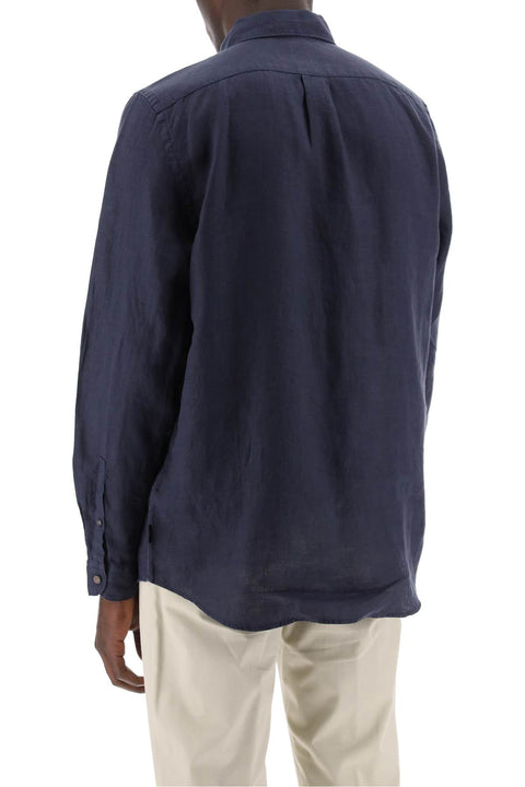 Ps Paul Smith Linen Button-Down Shirt For-men > clothing > shirts-PS Paul Smith-l-Blue-Urbanheer