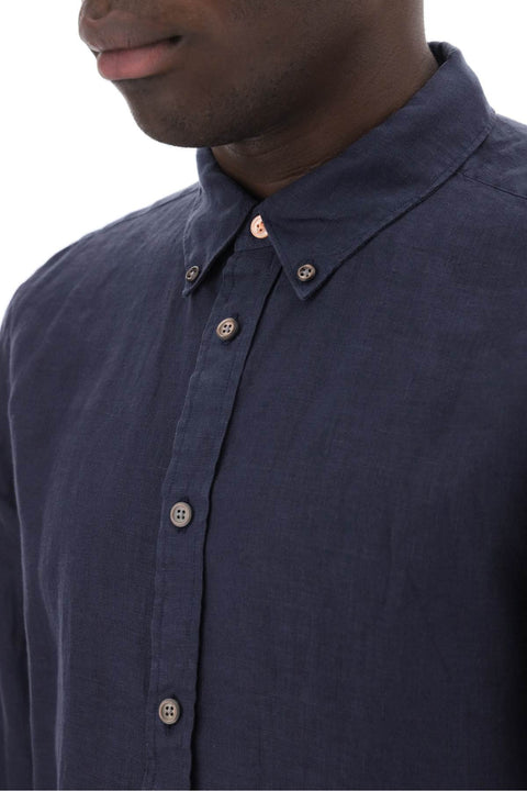 Ps Paul Smith Linen Button-Down Shirt For-men > clothing > shirts-PS Paul Smith-l-Blue-Urbanheer