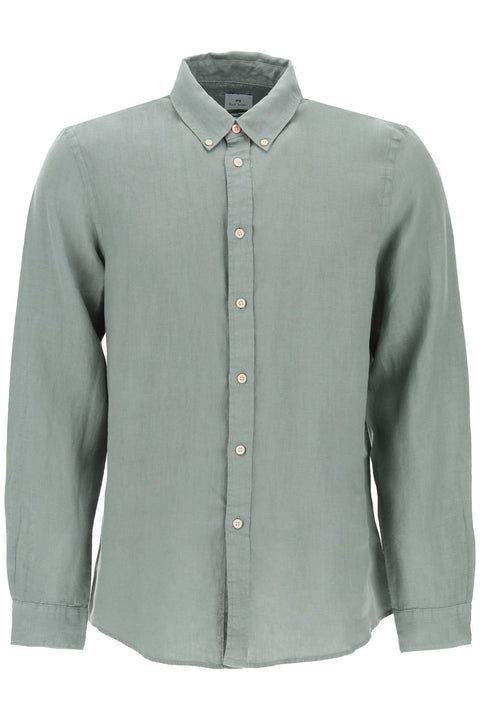 Ps Paul Smith Linen Button-Down Shirt For-men > clothing > shirts-PS Paul Smith-l-Blue-Urbanheer
