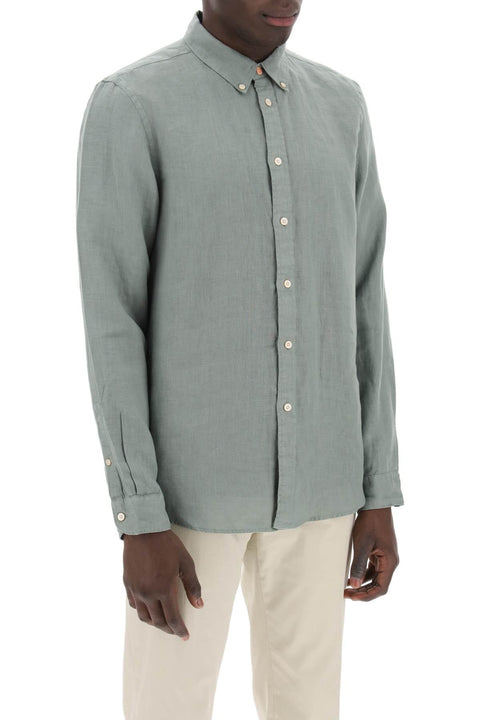 Ps Paul Smith Linen Button-Down Shirt For-men > clothing > shirts-PS Paul Smith-l-Blue-Urbanheer