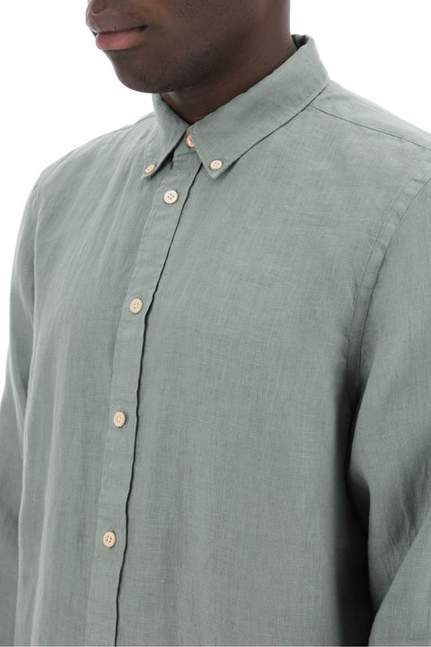 Ps Paul Smith Linen Button-Down Shirt For-men > clothing > shirts-PS Paul Smith-l-Blue-Urbanheer