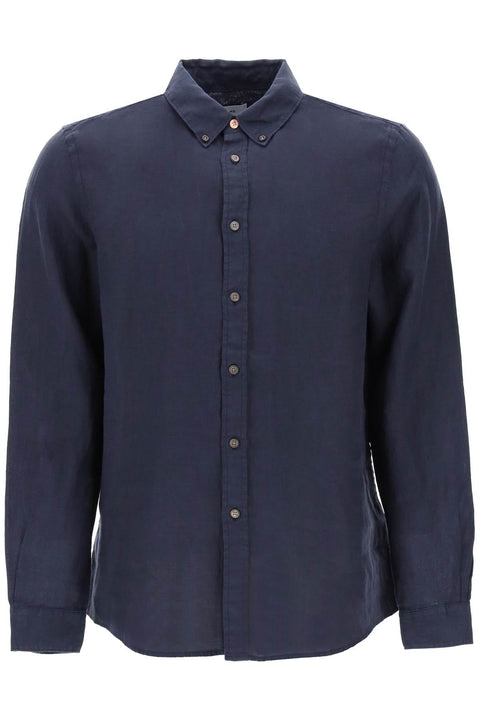 Ps Paul Smith Linen Button-Down Shirt For-men > clothing > shirts-PS Paul Smith-l-Blue-Urbanheer