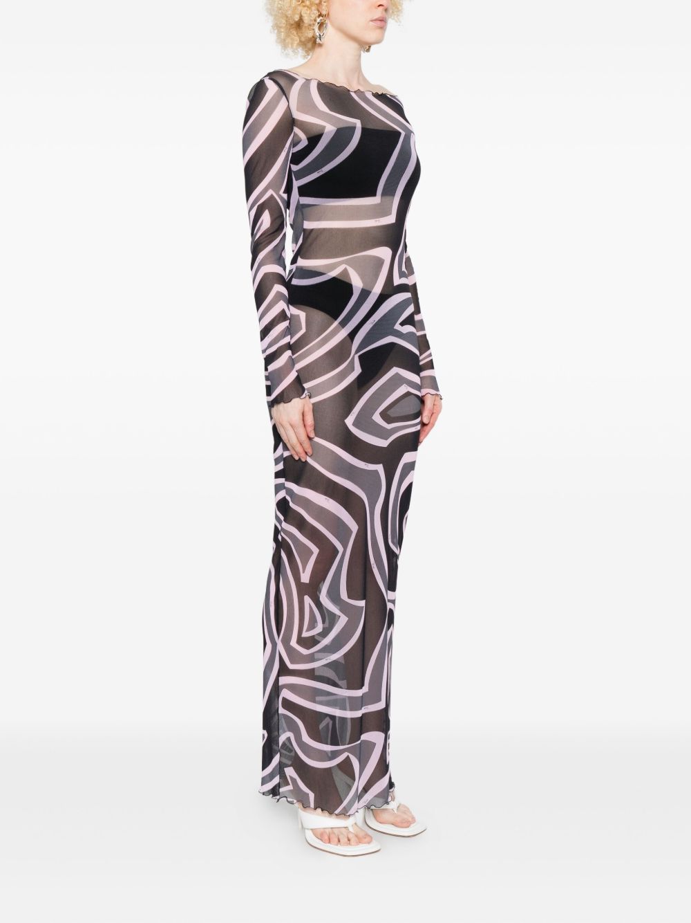 Pucci Abstract-print long-sleeve maxi dress