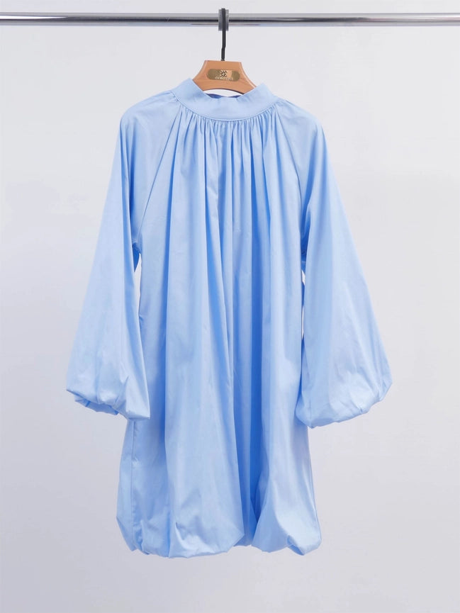 Puff Dress with High Collar-Dress-Cecile Wang-Sky Blue-Urbanheer