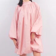 Puff Dress with High Collar-Dress-Cecile Wang-Pink-Urbanheer