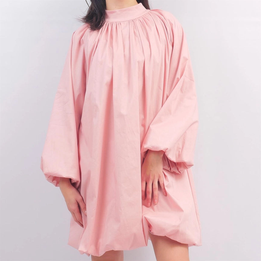 Puff Dress with High Collar-Dress-Cecile Wang-Pink-Urbanheer
