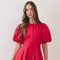 Puff Sleeve Pleated Mini Dress
