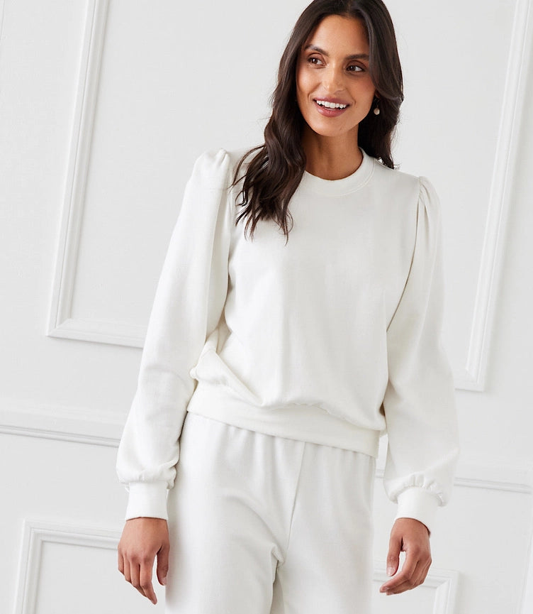 Puff Sleeve Sweatshirt-Sweatshirt-Karen Kane-XS-Cream-Urbanheer