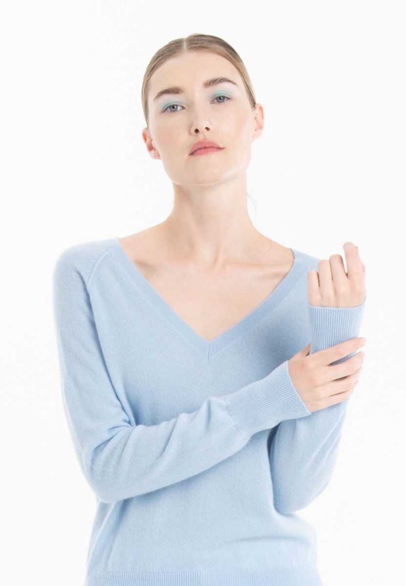 Pull col V cachemire baby blue femme - LILLY 6-col v femme-Studio Cashmere8-M-SC8-01091-baby blue-Urbanheer