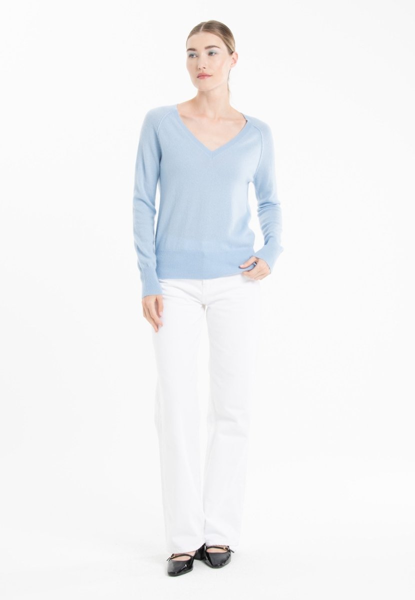Pull col V cachemire baby blue femme - LILLY 6-col v femme-Studio Cashmere8-M-SC8-01091-baby blue-Urbanheer