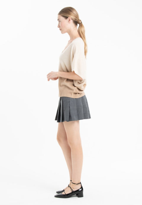 Pull col V cachemire beige clair/beige foncé femme - RIA 7B-col v femme-Studio Cashmere8-S-M-SC8-00967-beige clair/beige foncé-Urbanheer