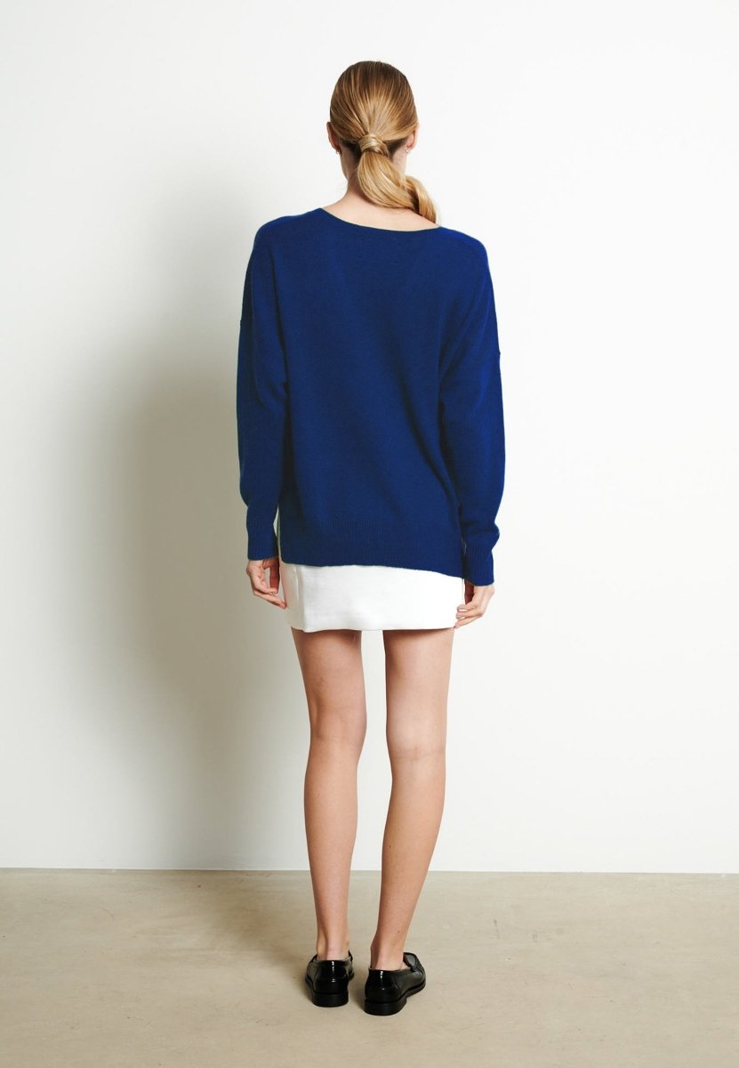Pull col V cachemire bleu nuit femme - RIA 3-col v femme-Studio Cashmere8-S-M-SC8-01121-bleu nuit-Urbanheer