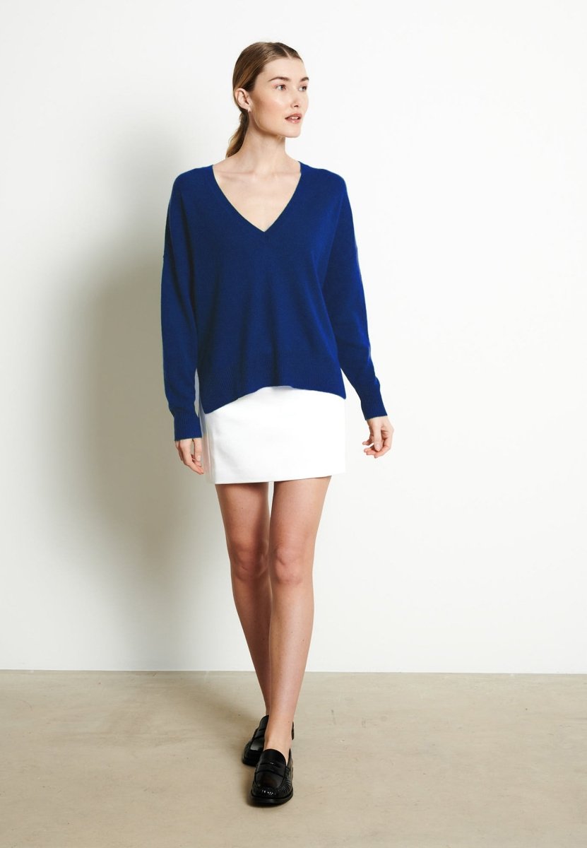 Pull col V cachemire bleu nuit femme - RIA 3-col v femme-Studio Cashmere8-S-M-SC8-01121-bleu nuit-Urbanheer