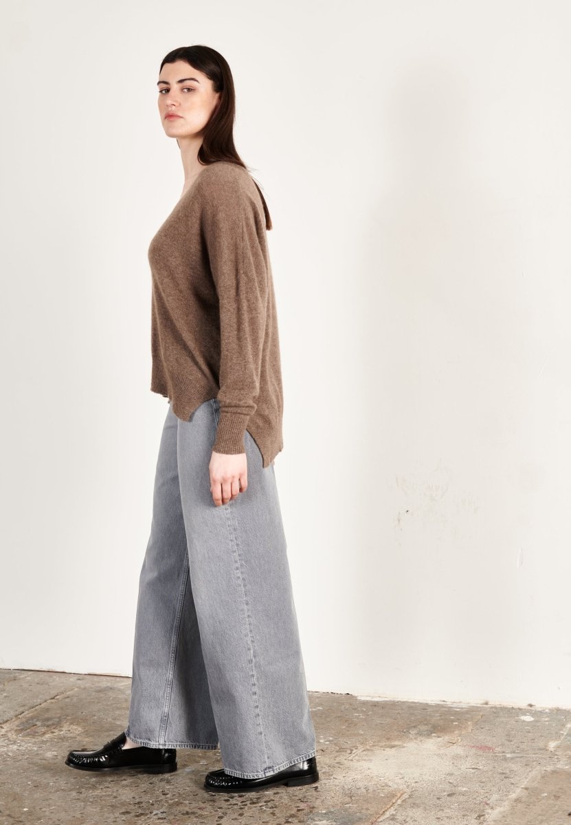 Pull col V cachemire taupe femme - RIA 3-3