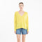 Pull col V en cachemire jaune fluo/ rose barbie femme - NAMI 23-col v femme-Studio Cashmere8-S-M-SC8-01111-jaune fluo/rose barbie-Urbanheer