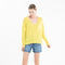 Pull col V en cachemire jaune fluo/ rose barbie femme - NAMI 23-col v femme-Studio Cashmere8-S-M-SC8-01111-jaune fluo/rose barbie-Urbanheer
