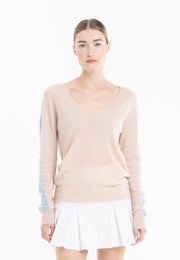 Pull col V en cachemire skin/ baby blue femme - RIA 1-col v femme-Studio Cashmere8-S-SC8-01068-skin/baby blue-Urbanheer