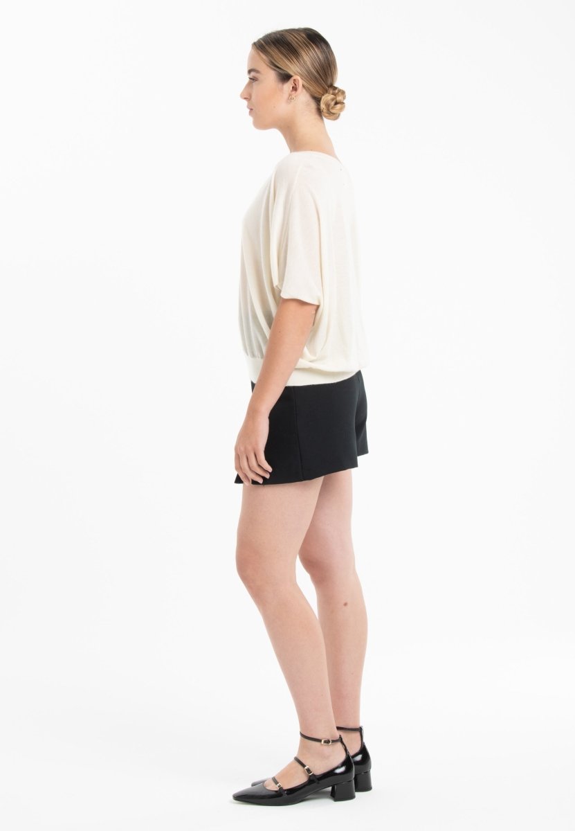 Pull col V manches chauve souris ultrafin cachemire et laine blanc femme - KELLY 6-col v femme-Studio Cashmere8-S-M-SC8-01064-blanc-Urbanheer